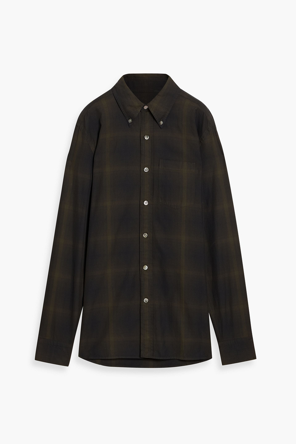 tom ford - checked cotton-flannel shirt - green - eu 38