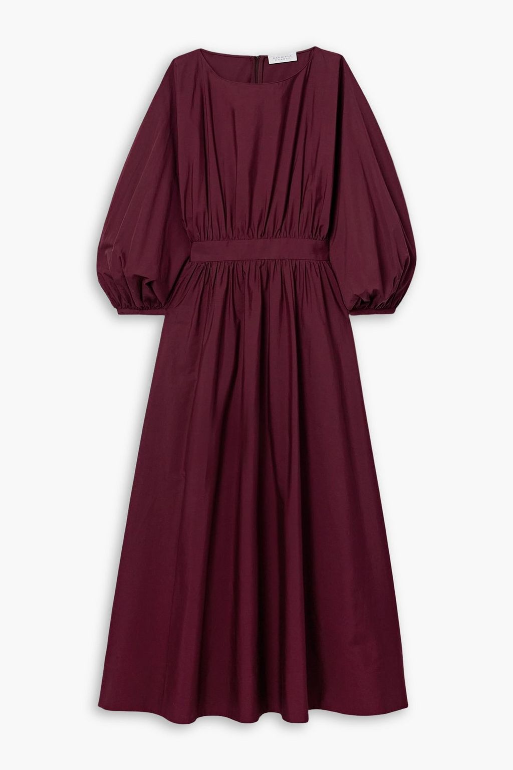 gathered cotton midi dress Gathered waist cotton midi dress
