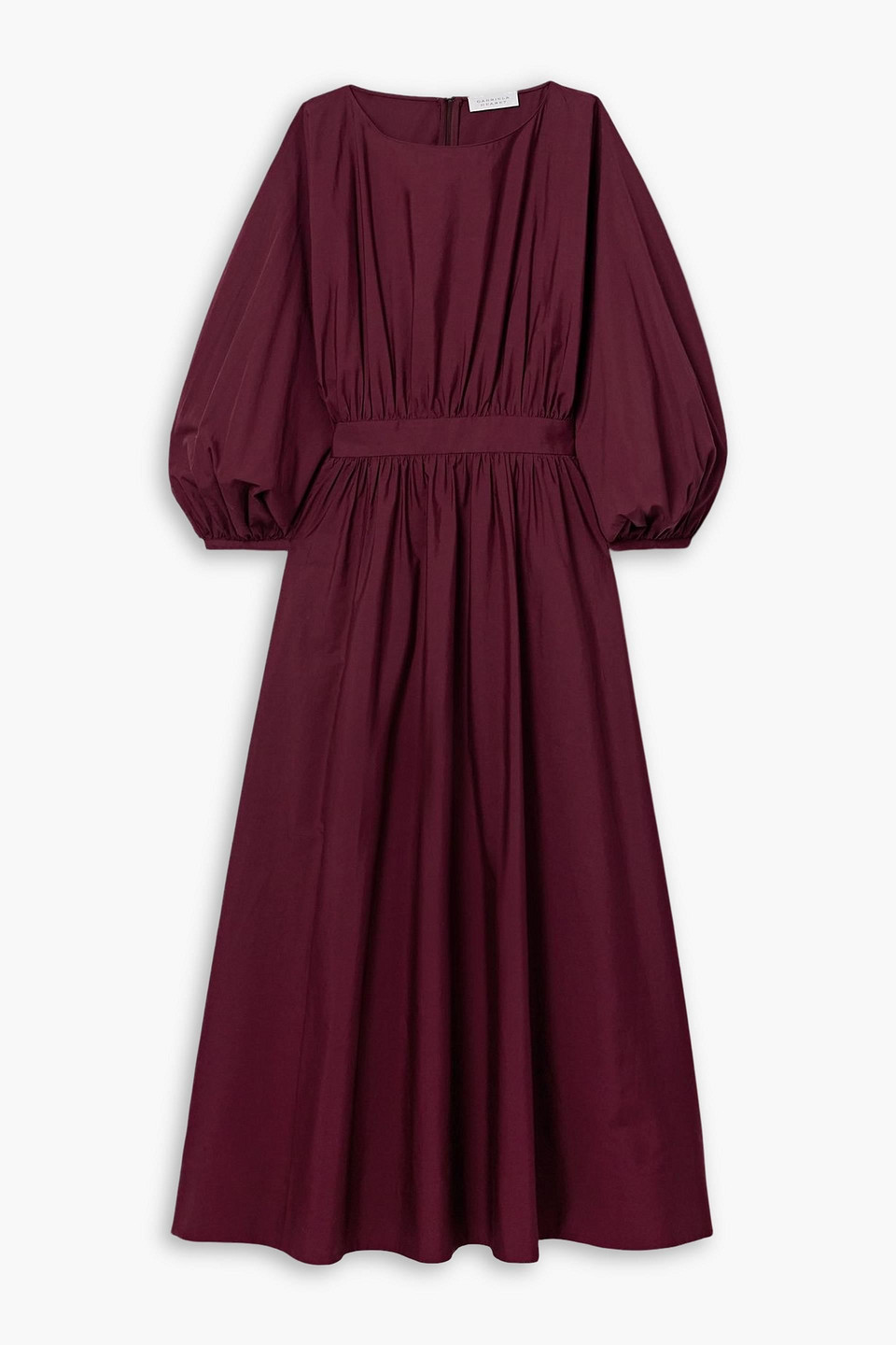 gabriela hearst - ahmose gathered cotton-poplin midi dress - burgundy - it 38