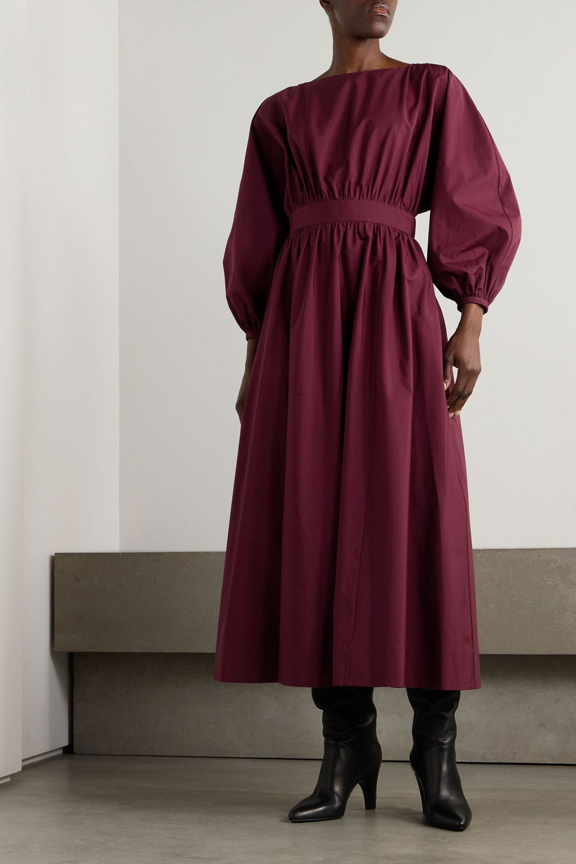 Gabriela Hearst Ahmose gathered cotton-poplin midi dress