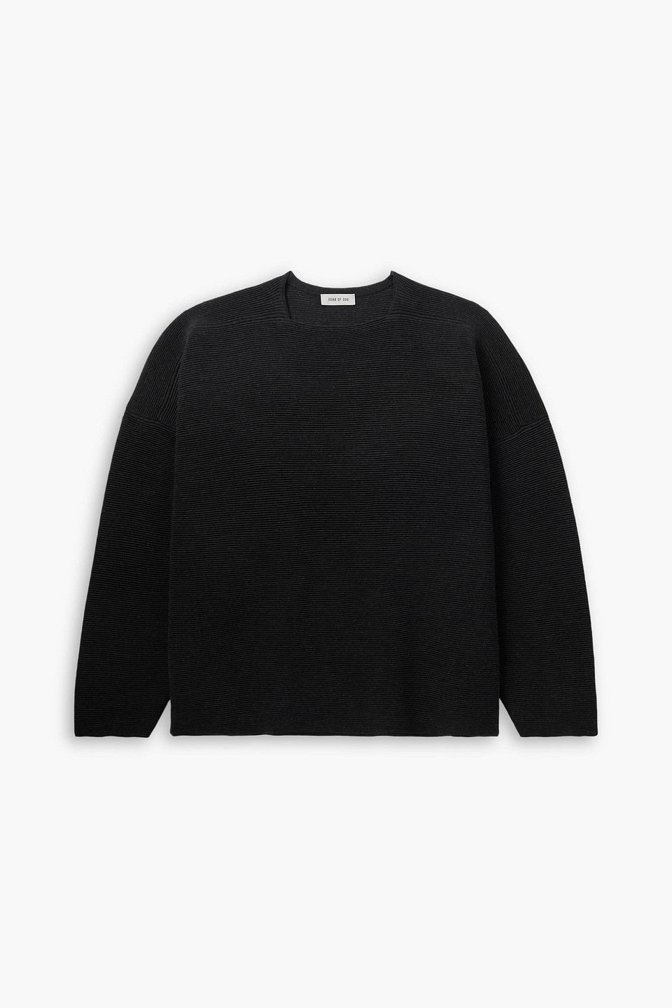 fear of god - logo-appliquéd ribbed wool sweater - black - s
