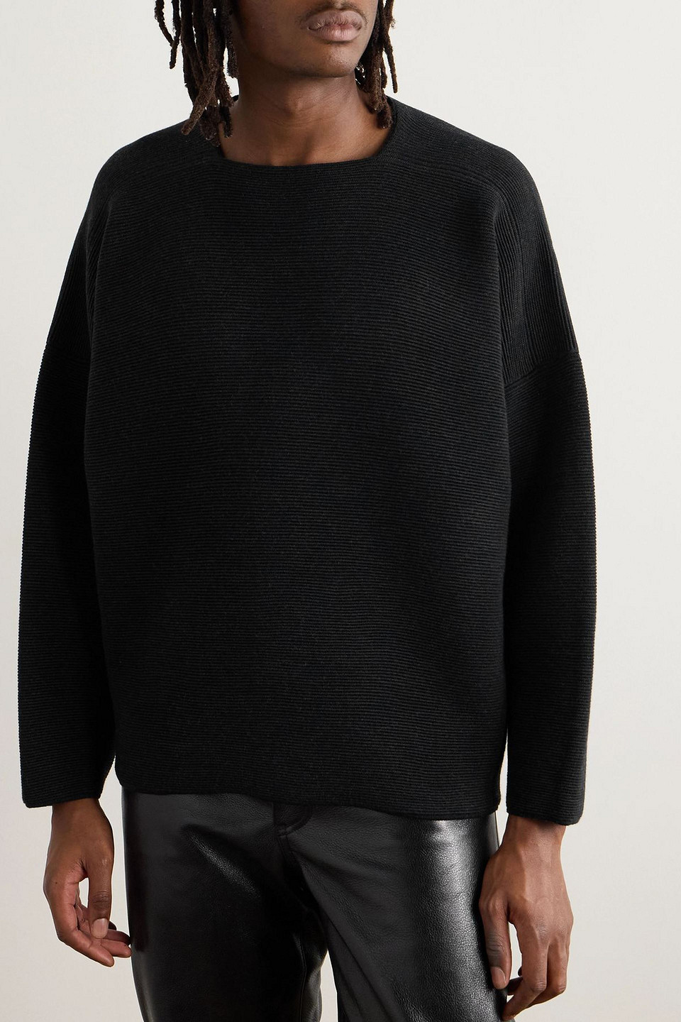  Fear Of God - Pullover Aus Schurwolle In Rippstrick Mit Logoapplikation - Schwarz - L 