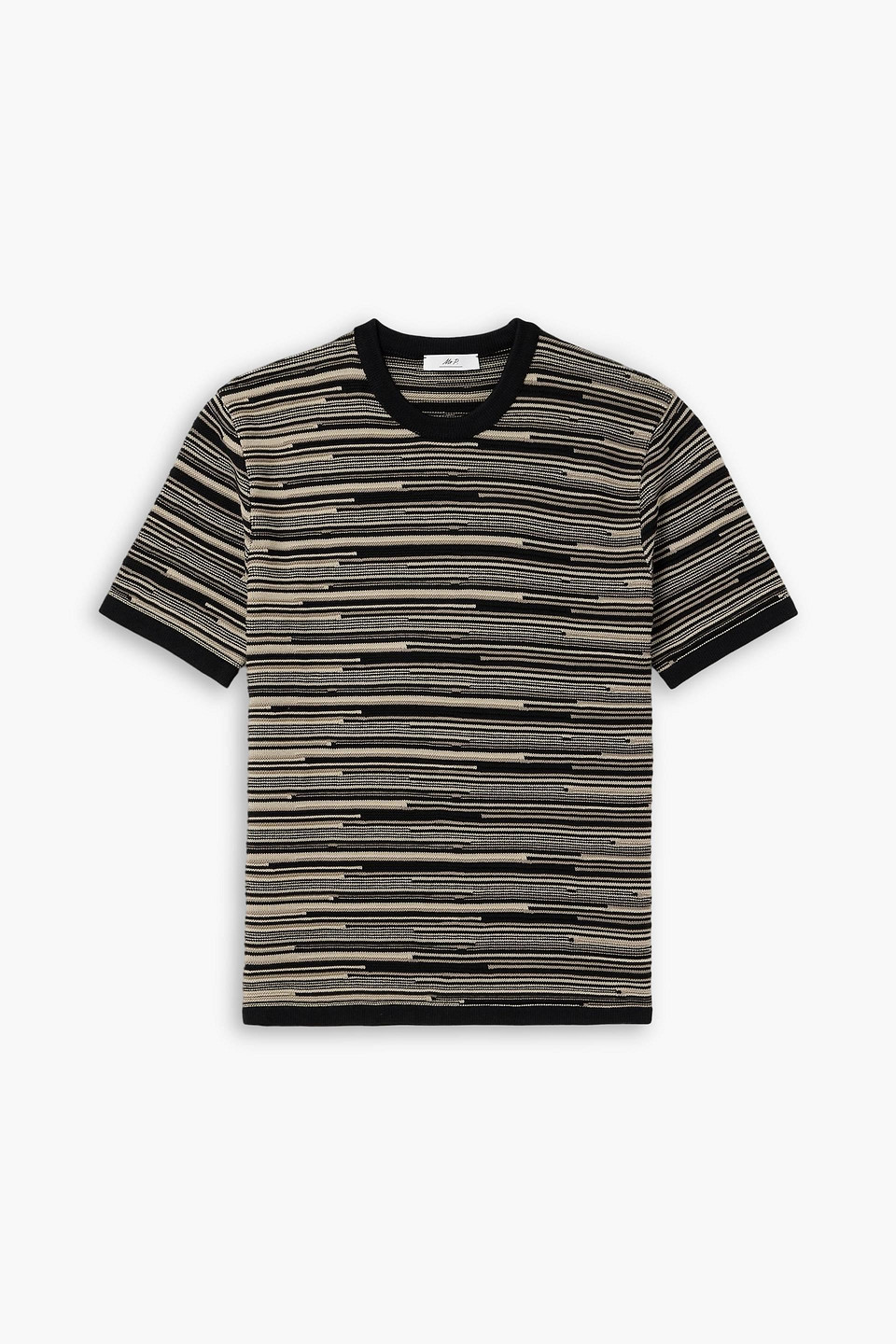 mr p. - striped knitted cotton t-shirt - black - m