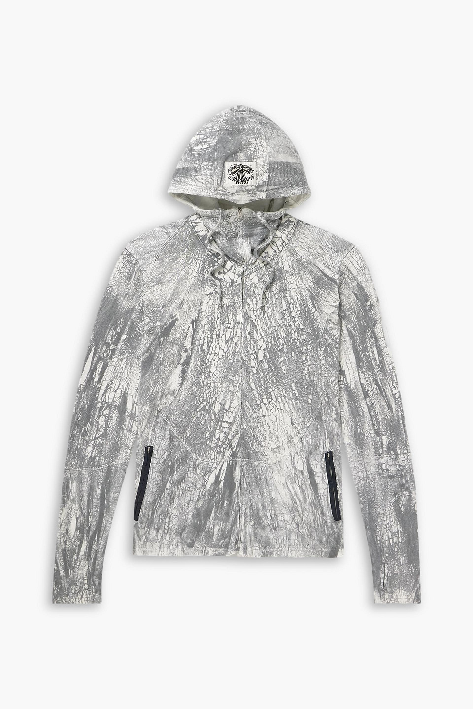 acne studios - appliquéd printed cotton-jersey zip-up hoodie - gray - m