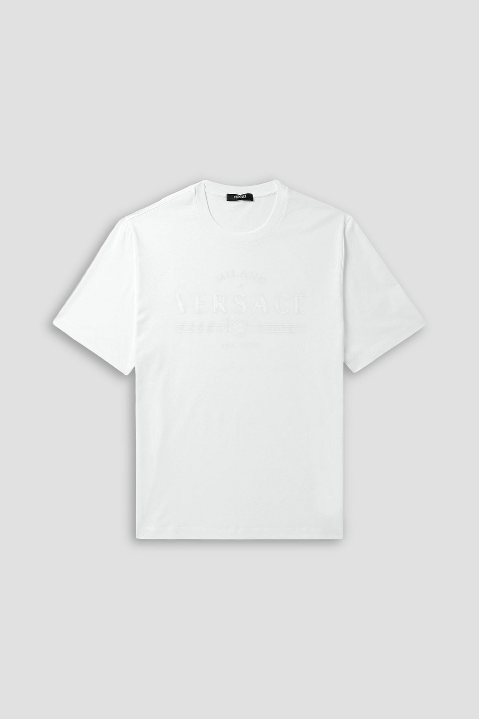 versace - logo-embroidered cotton-jersey t-shirt - white - m