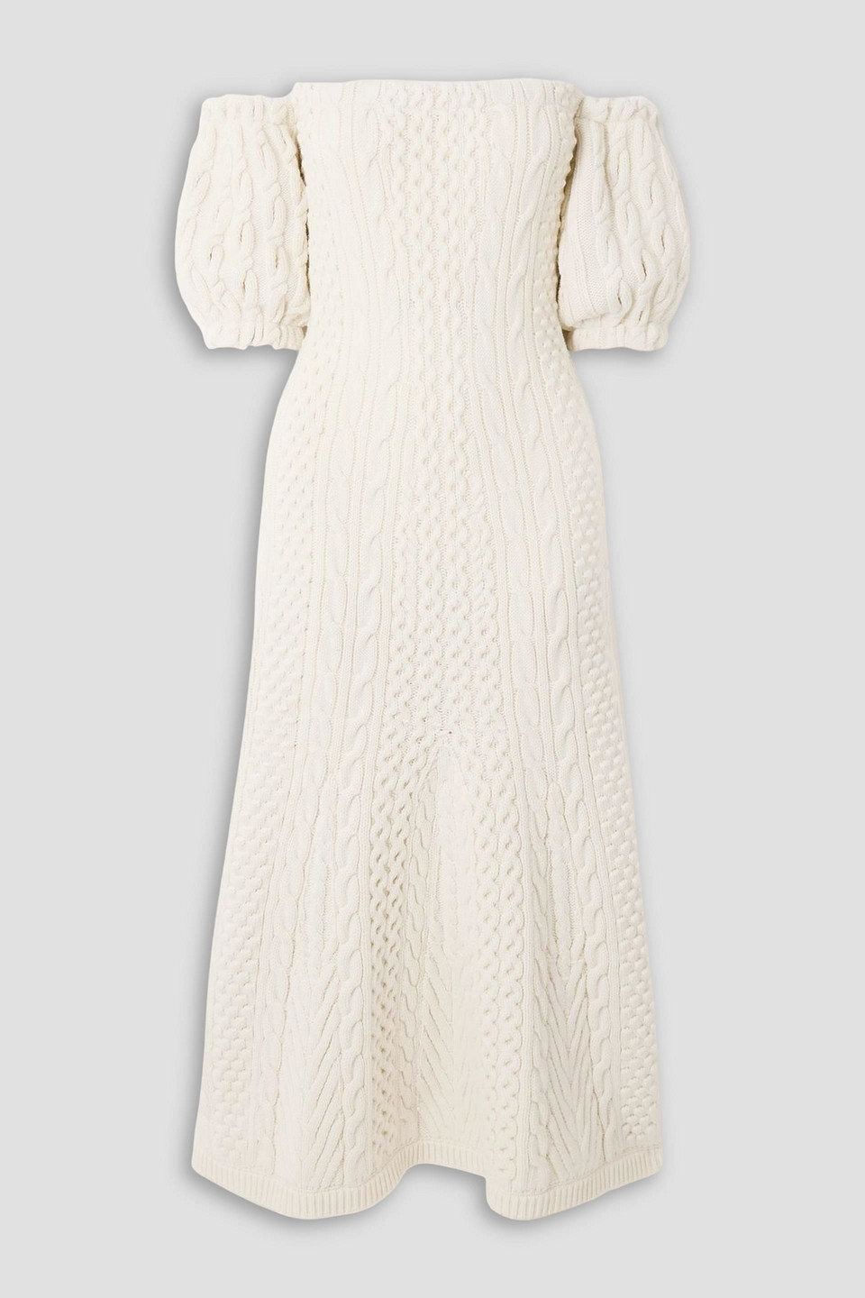 gabriela hearst - alastor off-the-shoulder cable-knit wool and cashmere-blend maxi dress - white - m