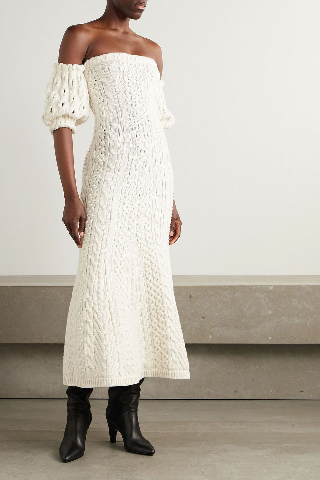 GABRIELA HEARST Alastor off-the-shoulder cable-knit wool and cashmere-blend maxi dress | THE OUTNET GABRIELA HEARST Alastor off-the-shoulder cable-knit wool and cashmere-blend maxi dress | THE OUTNET