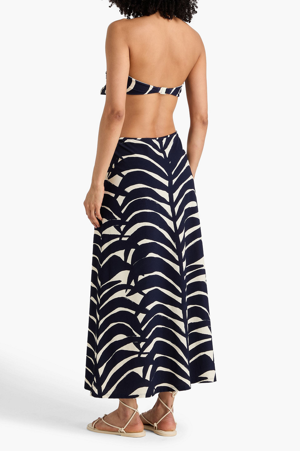  Johanna Ortiz - Trägerloses Maxikleid „ocean Layers“ Aus Frottee Mit Print Und Cut-outs - Blau - Us 12 