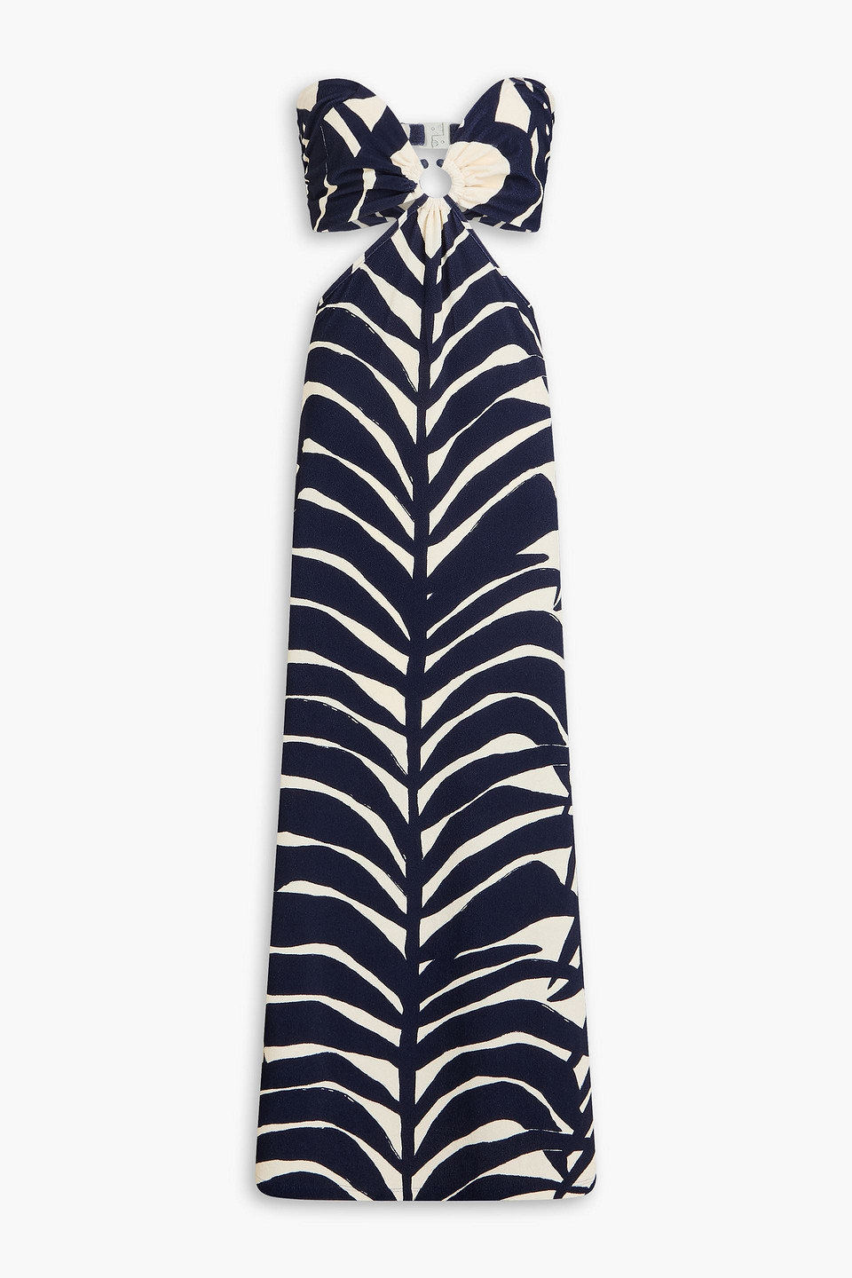 johanna ortiz - ocean layers strapless cutout printed terry maxi dress - blue - us 12