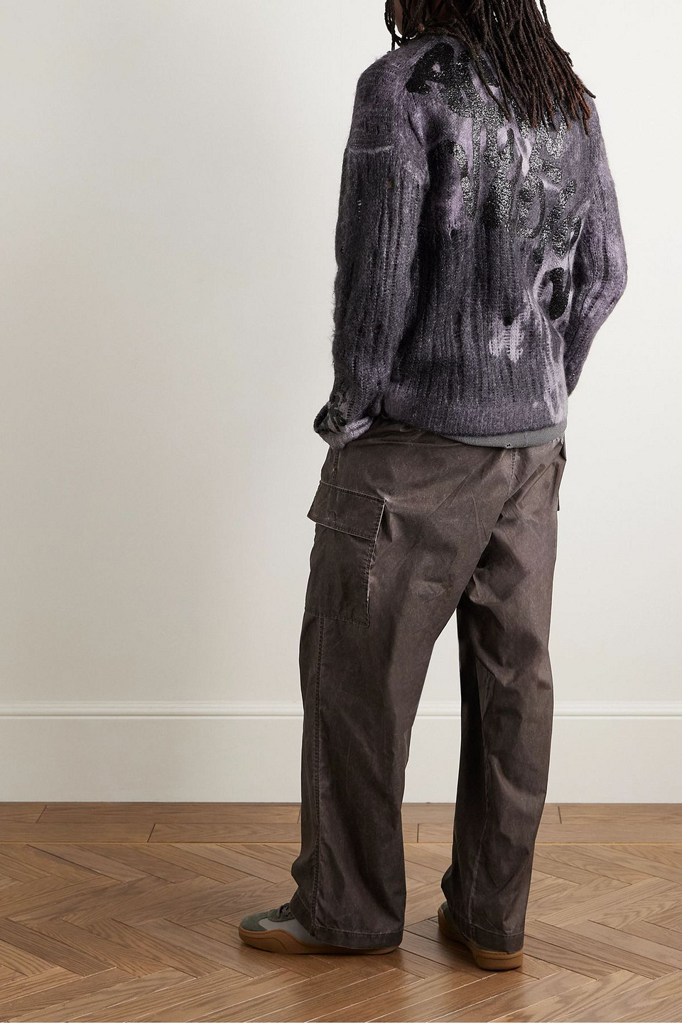  Acne Studios - Cardigan Aus Lochstrick Mit Reißverschluss Und Glitter-finish In Distressed-optik - Grau - Xxl 