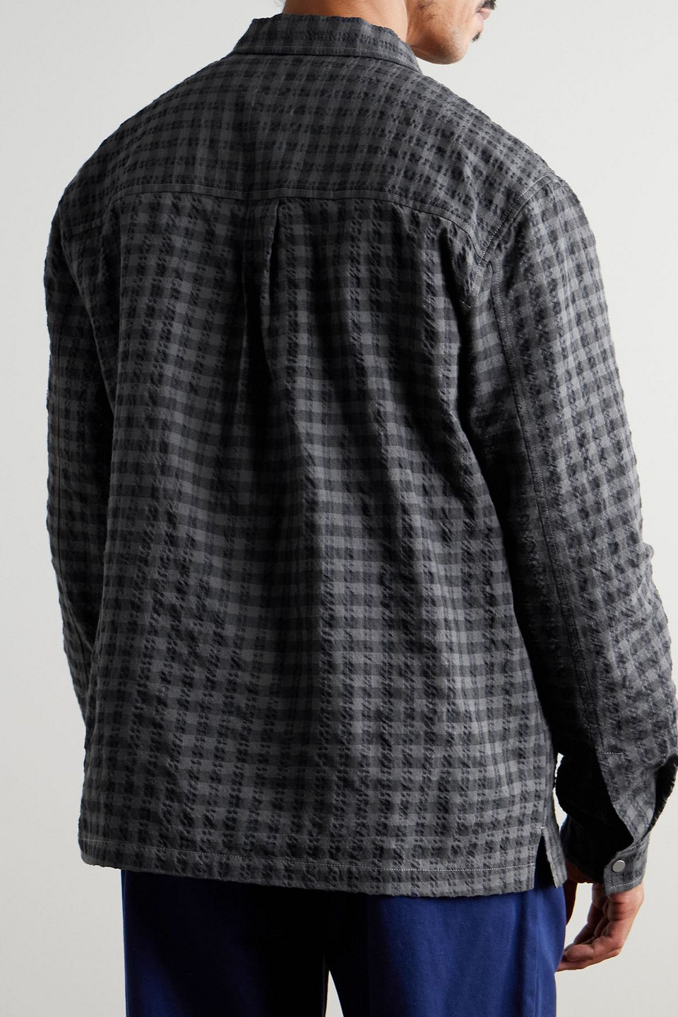 Folk Patch Checked Seersucker Overshirt In Multi
