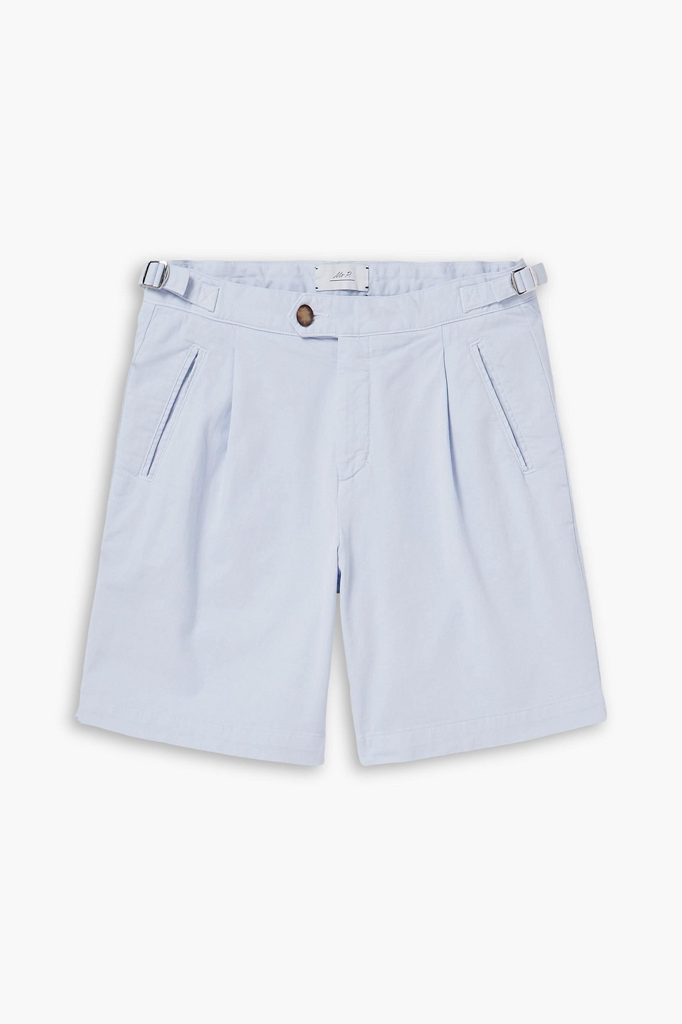 mr p. - wide-leg pleated cotton-blend twill shorts - blue - 30