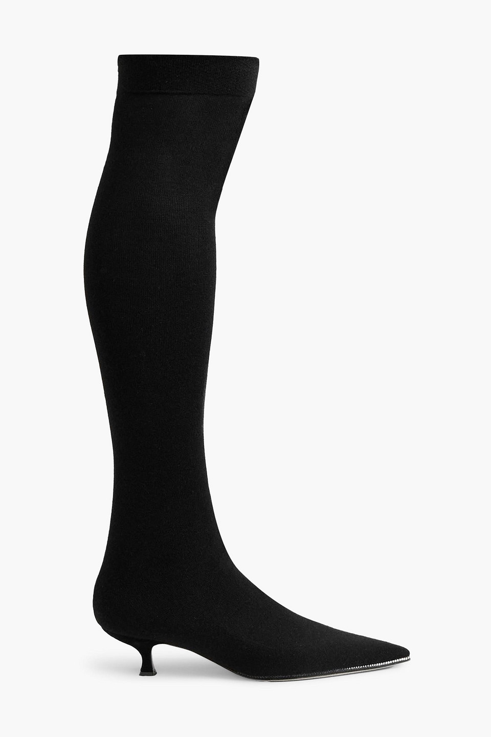 René Caovilla Crystal-embellished Stretch-knit Over-the-knee Boots In Black