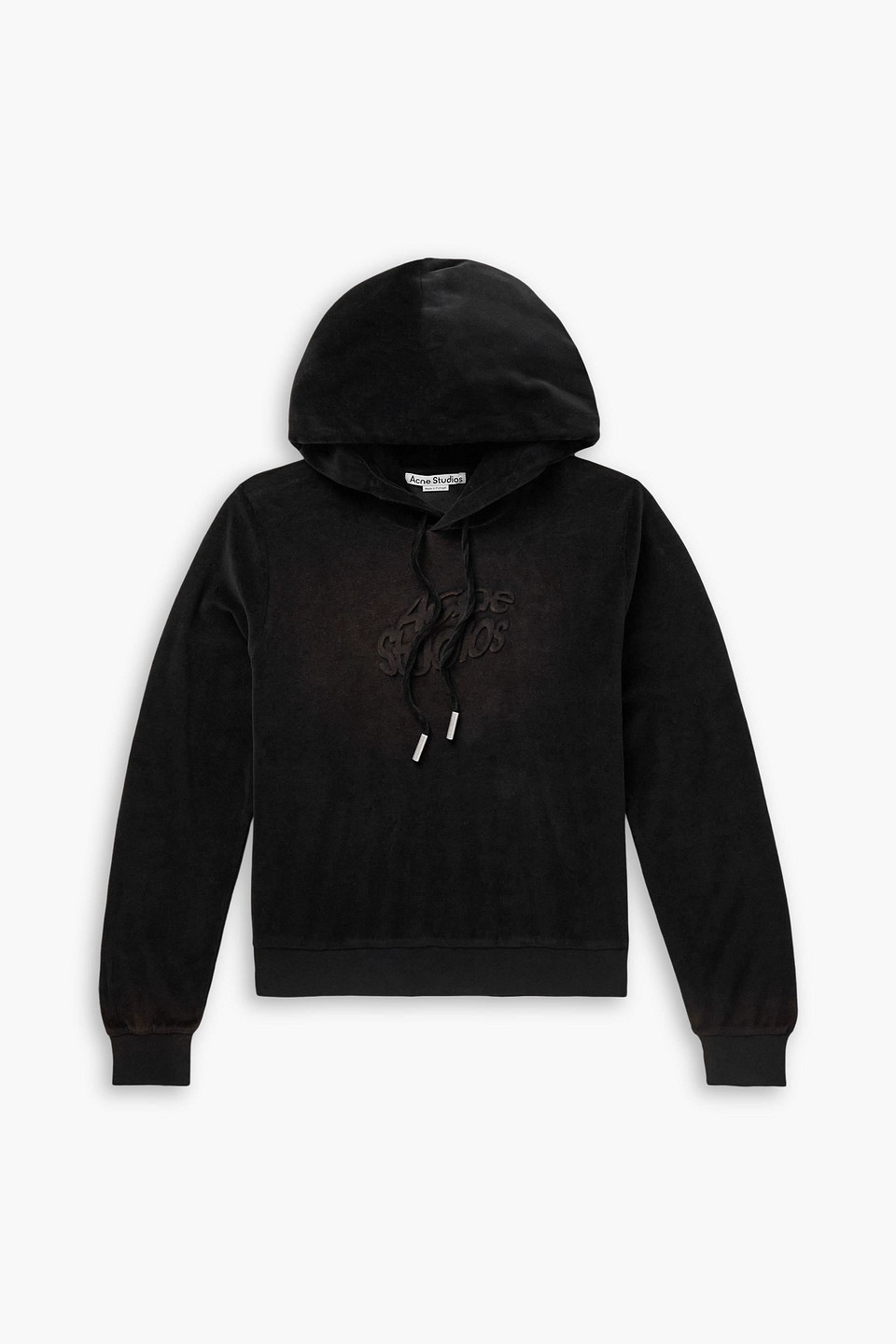 acne studios - faro logo-embossed cotton-blend velour hoodie - black - s