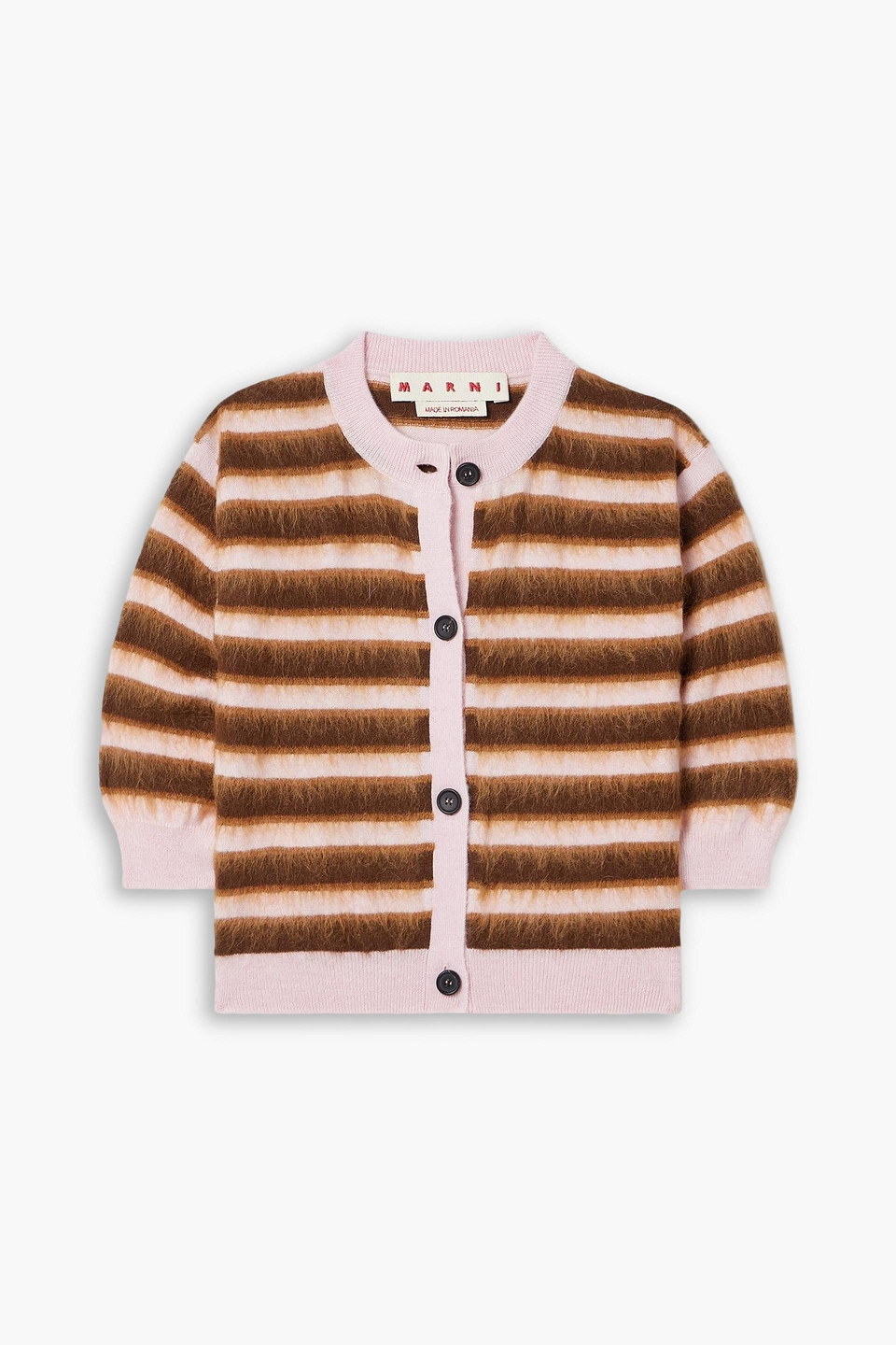 marni - striped mohair blend-trimmed wool cardigan - pink - it 36