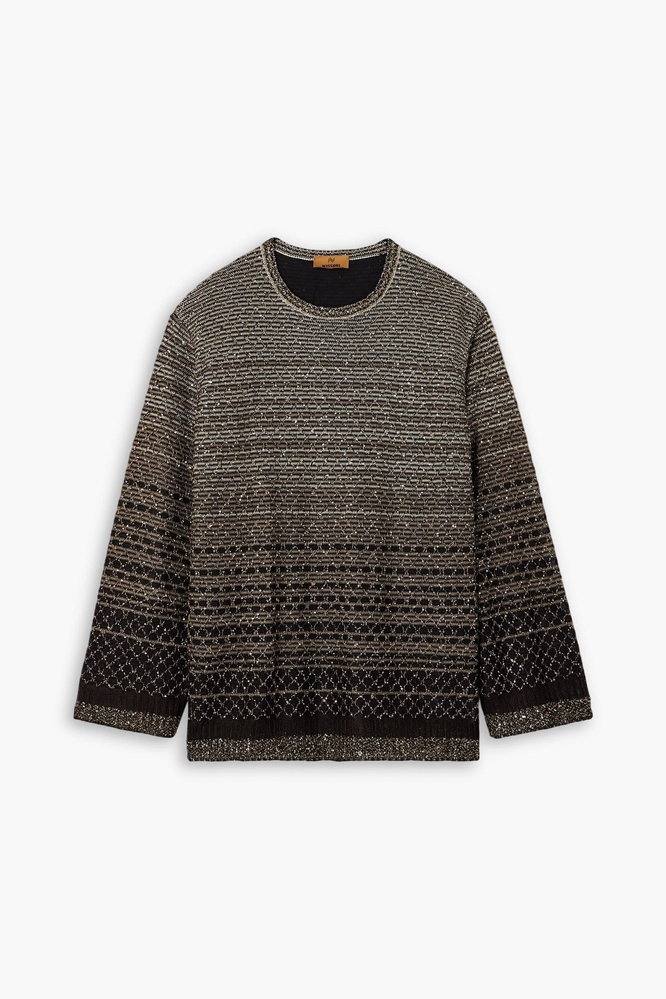 missoni - sequined striped metallic crochet-knit sweater - brown - it 46