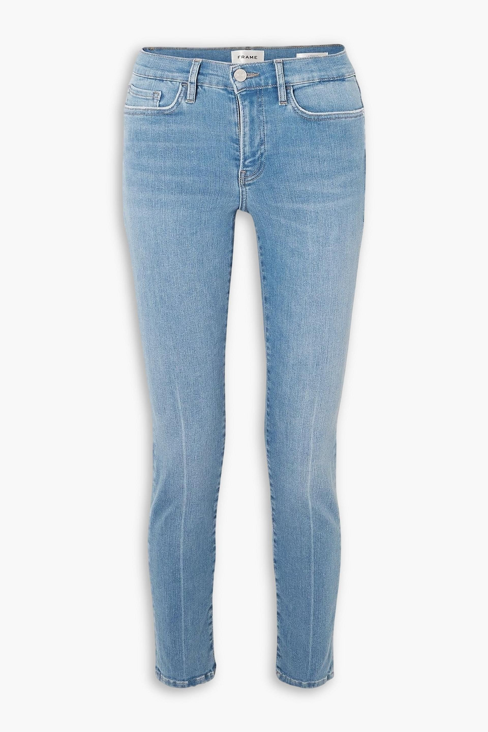 frame - le garcon cropped slim jeans - blue - 28