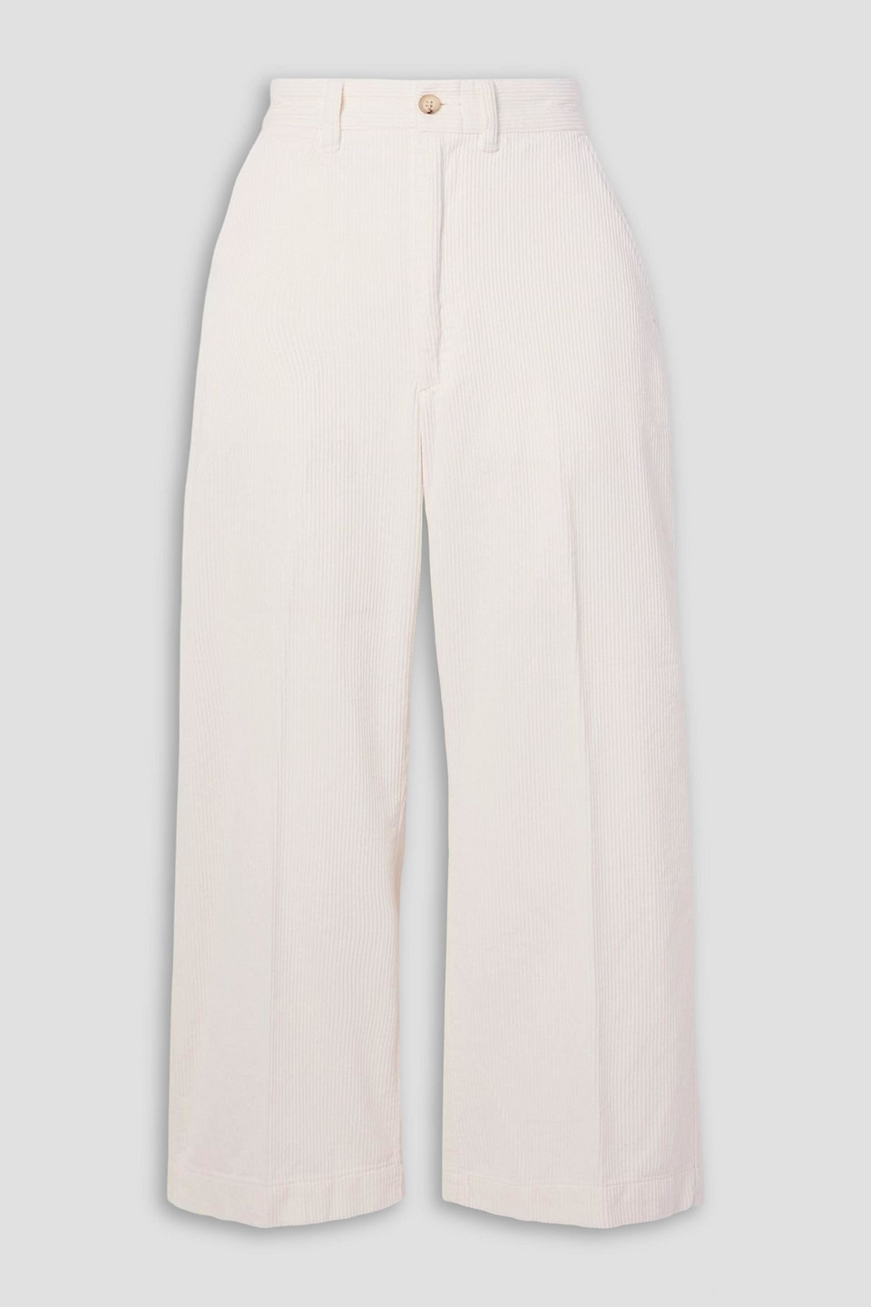 polo ralph lauren - cropped cotton-corduroy wide-leg pants - white - us 4