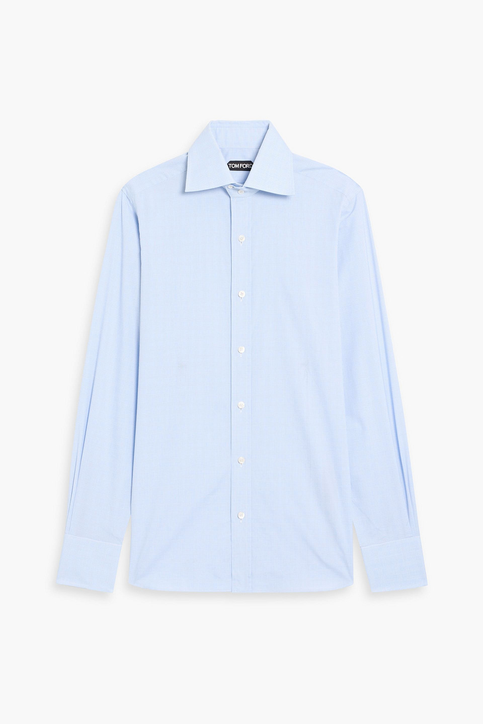 tom ford - checked cotton-poplin shirt - blue - eu 38