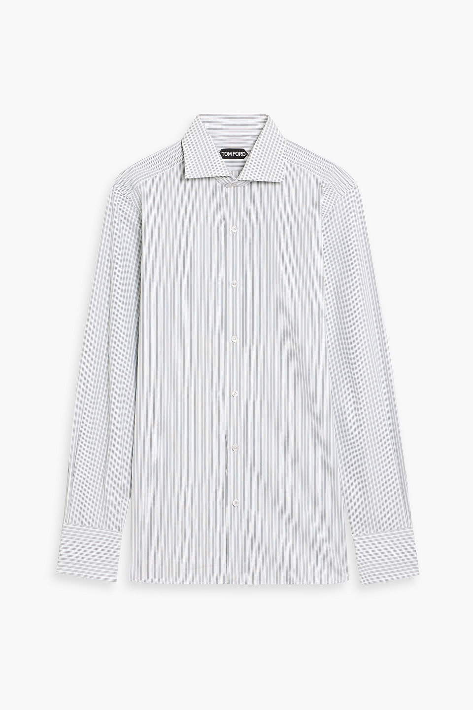 tom ford - striped cotton oxford shirt - white - eu 39