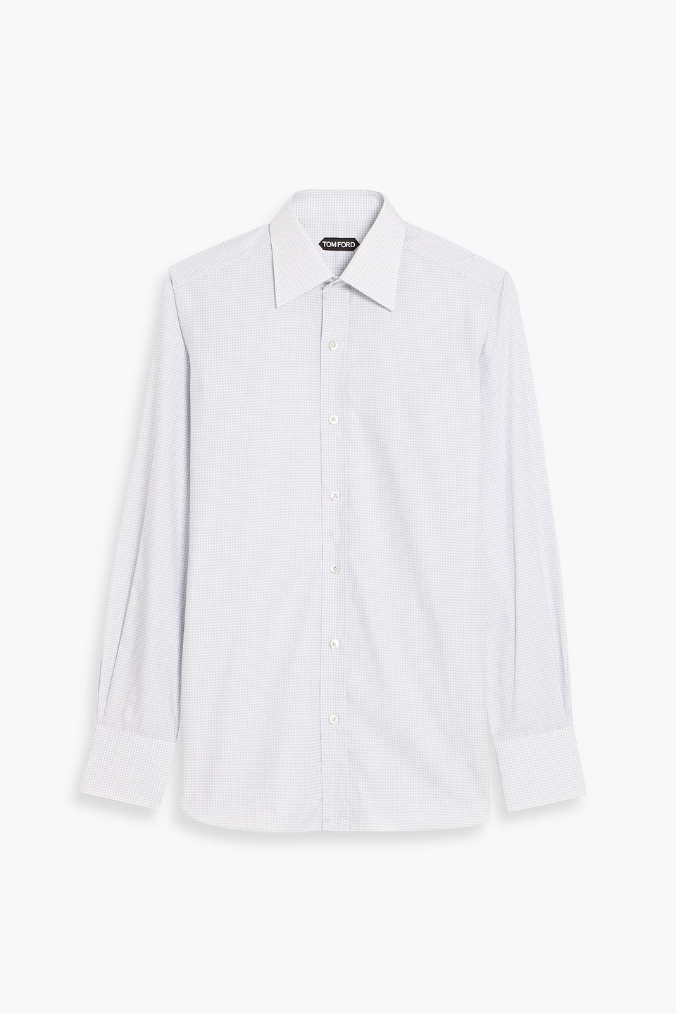tom ford - checked cotton-poplin shirt - gray - eu 39