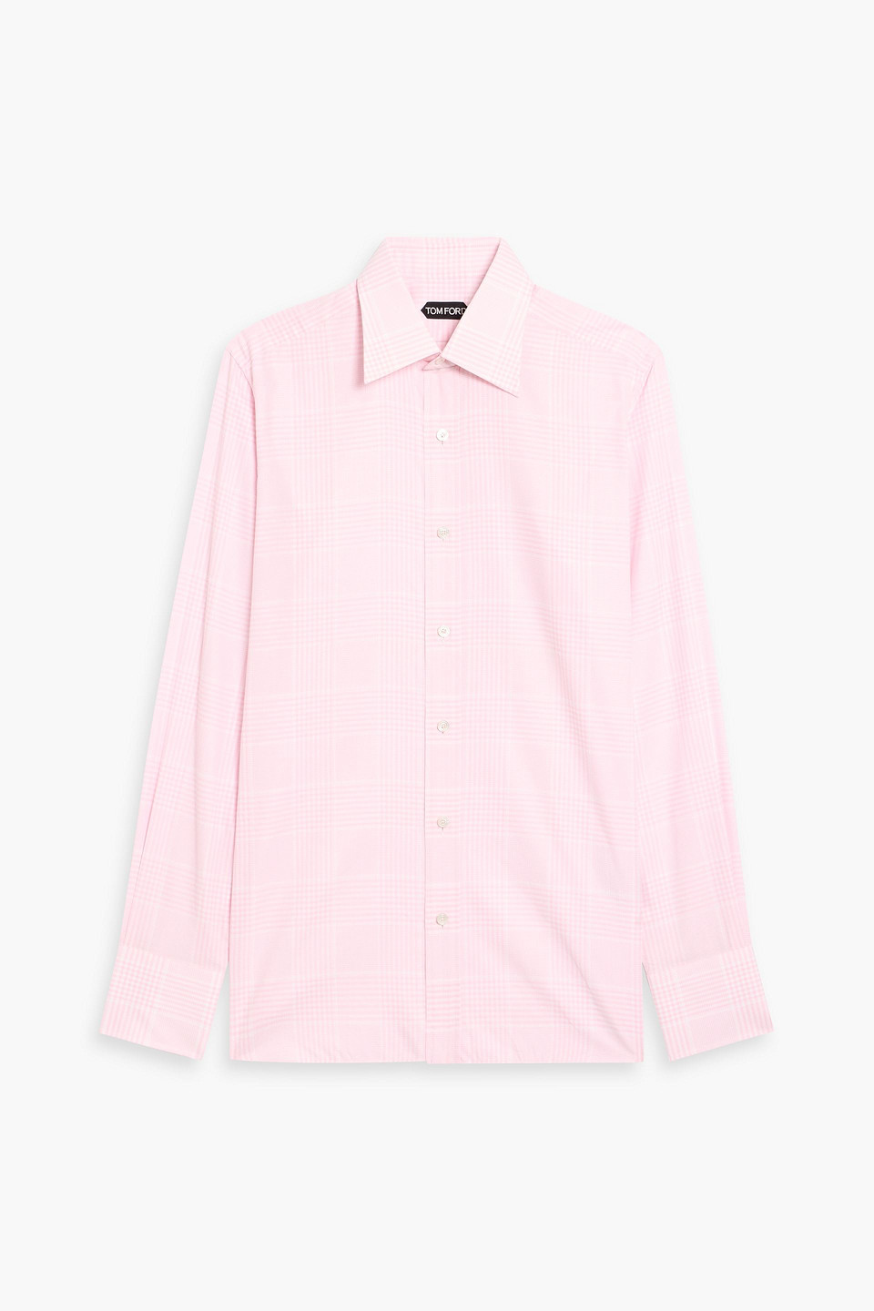 tom ford - checked cotton shirt - pink - eu 39