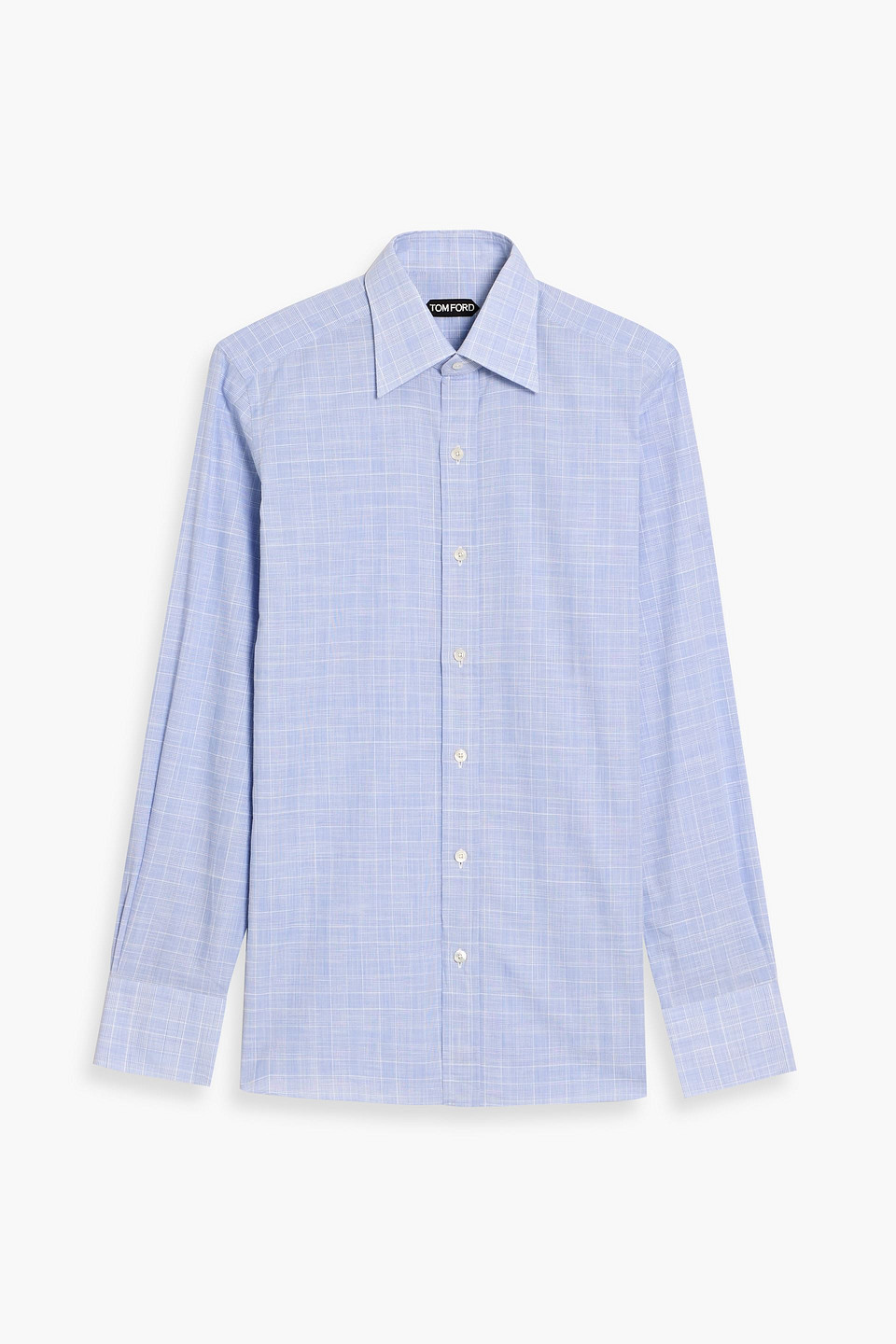 tom ford - checked cotton shirt - blue - eu 39
