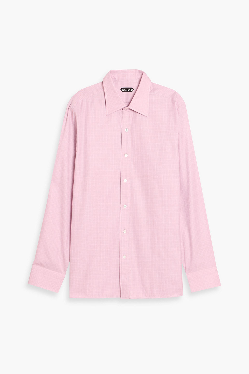 tom ford - checked cotton oxford shirt - pink - eu 44