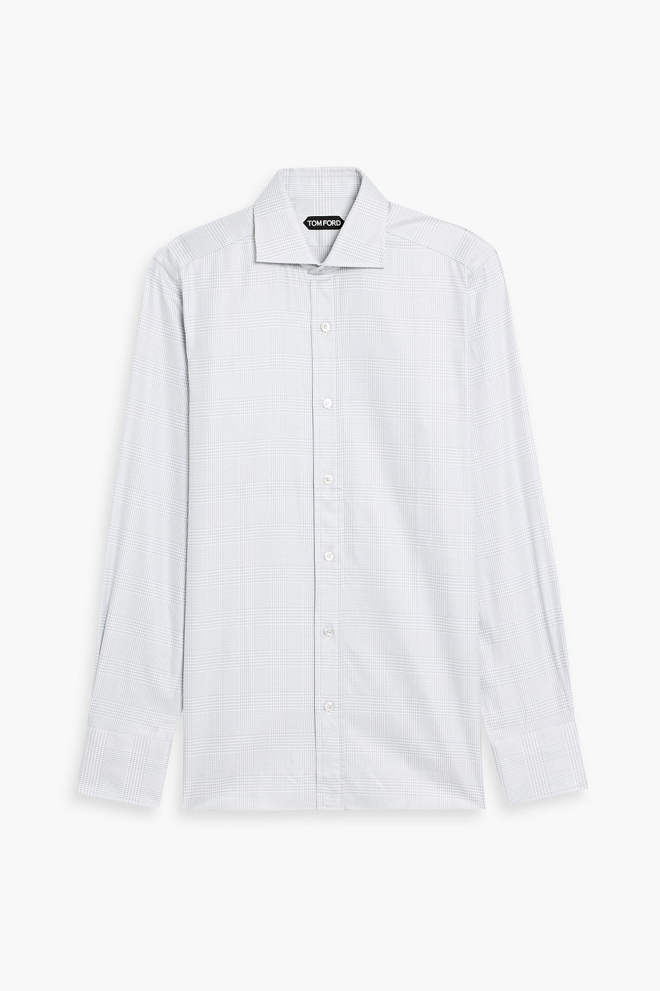 tom ford - checked cotton-poplin shirt - gray - eu 39