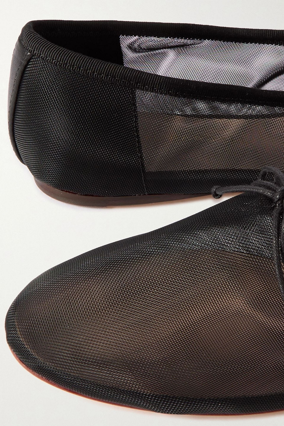Loeffler Randall Landon Soft Bow-detailed Mesh Ballet Flats In Black