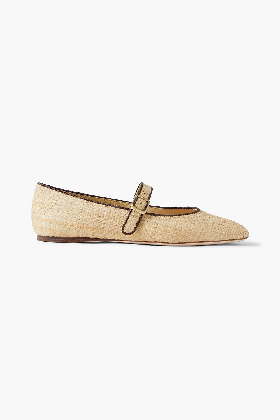 Loeffler Randall Ginger Grosgrain-trimmed Raffia Mary Jane Ballet Flats In Multi