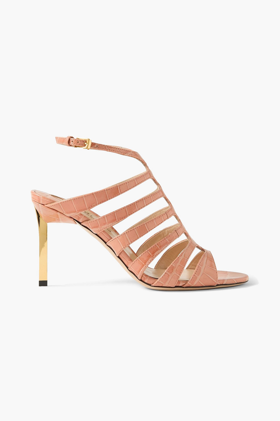 Tom Ford Carine Croc-effect Patent-leather Sandals In Pink