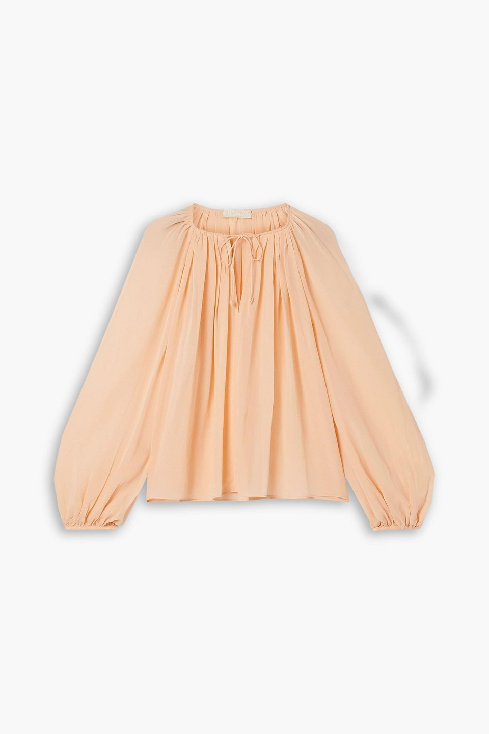 Ulla Johnson Safa Gathered Silk Crepe De Chine Blouse In Orange