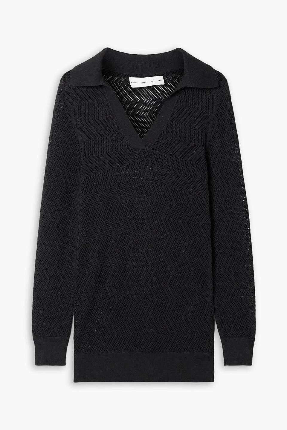 Proenza Schouler Agnes Pointelle-knit Cotton Sweater In Black