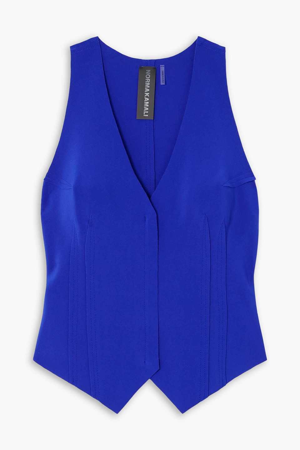 norma kamali - pintucked stretch-jersey vest - blue - fr 34