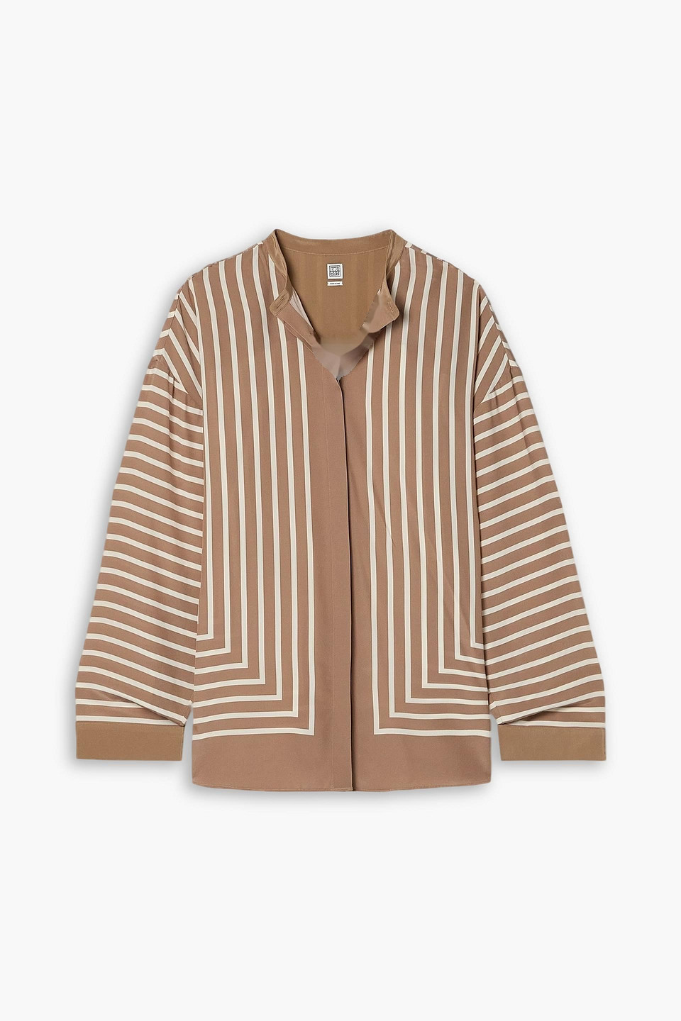toteme - striped silk-crepe blouse - brown - eu 38