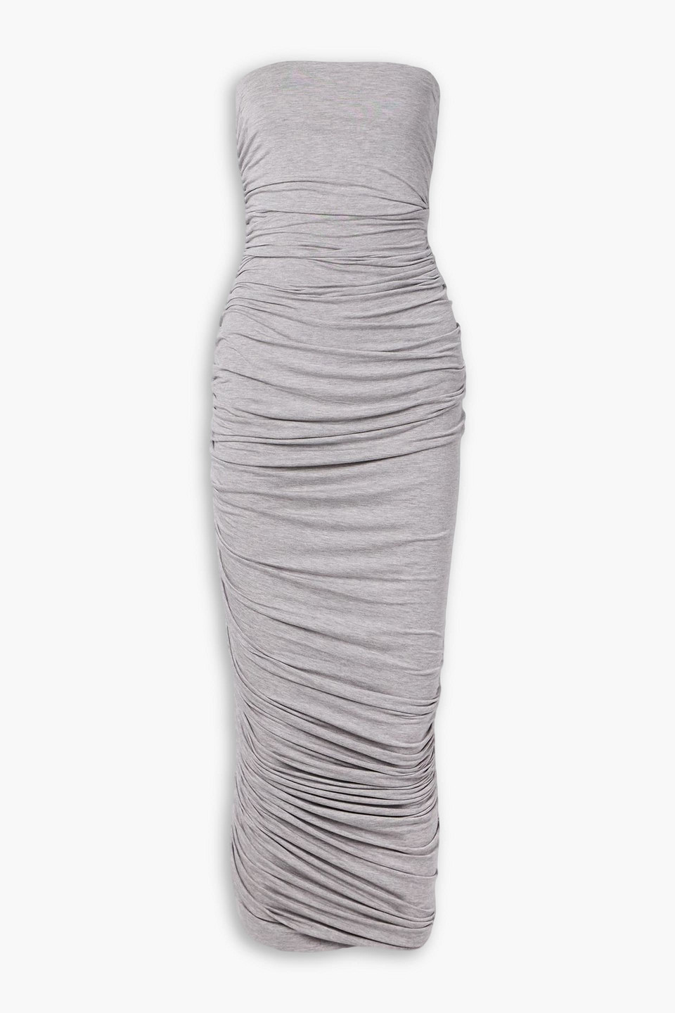 norma kamali - diana strapless ruched asymmetric stretch-jersey dress - gray - xl
