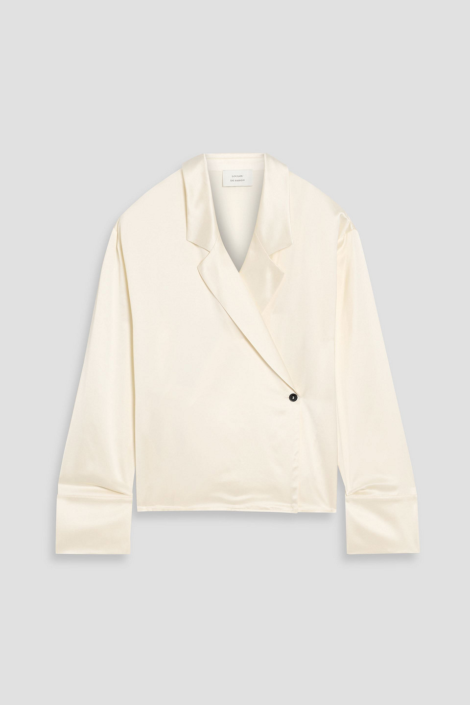 loulou de saison - persia wrap-effect satin blouse - white - s