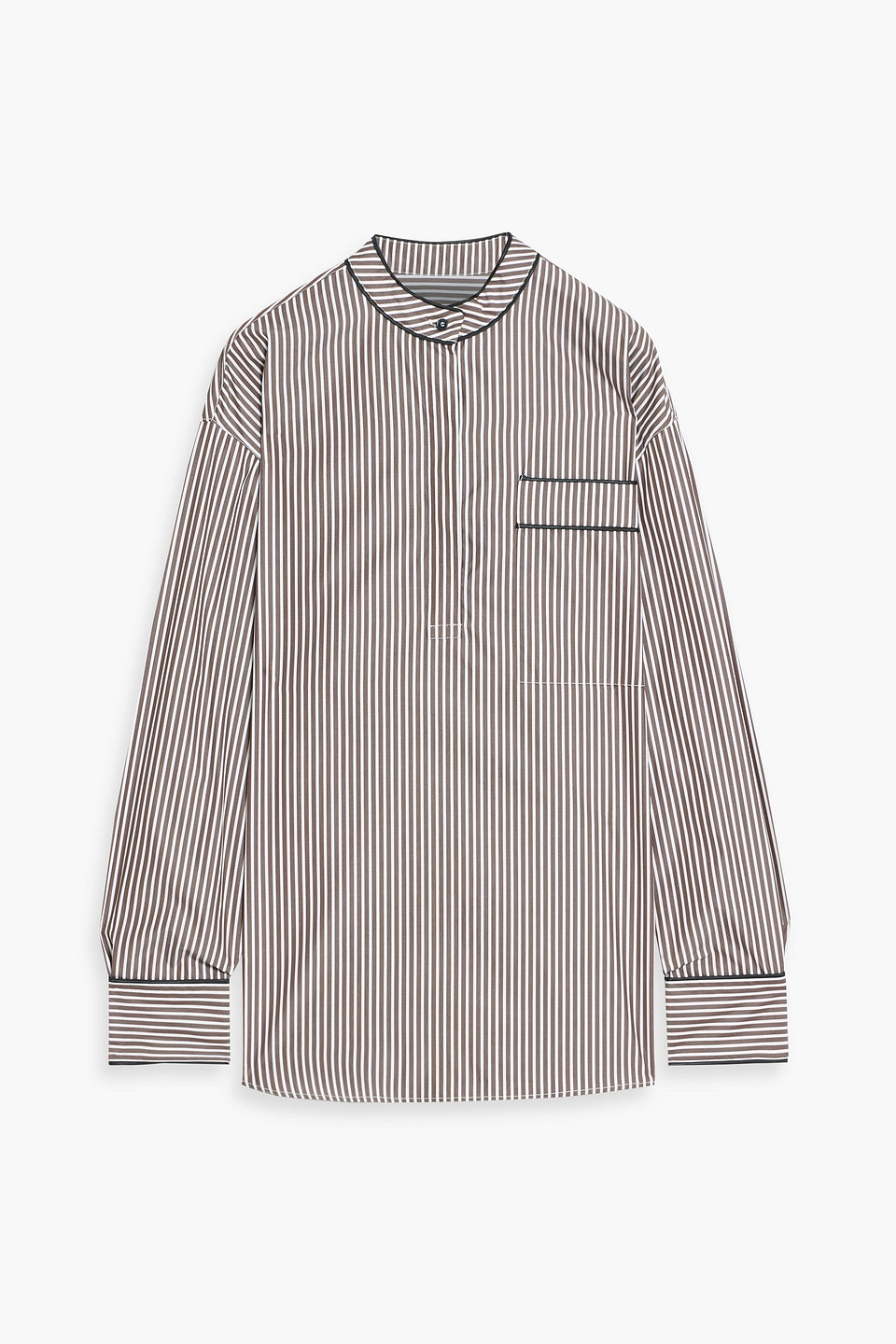 loulou de saison - verna striped cotton-poplin shirt - brown - fr 36