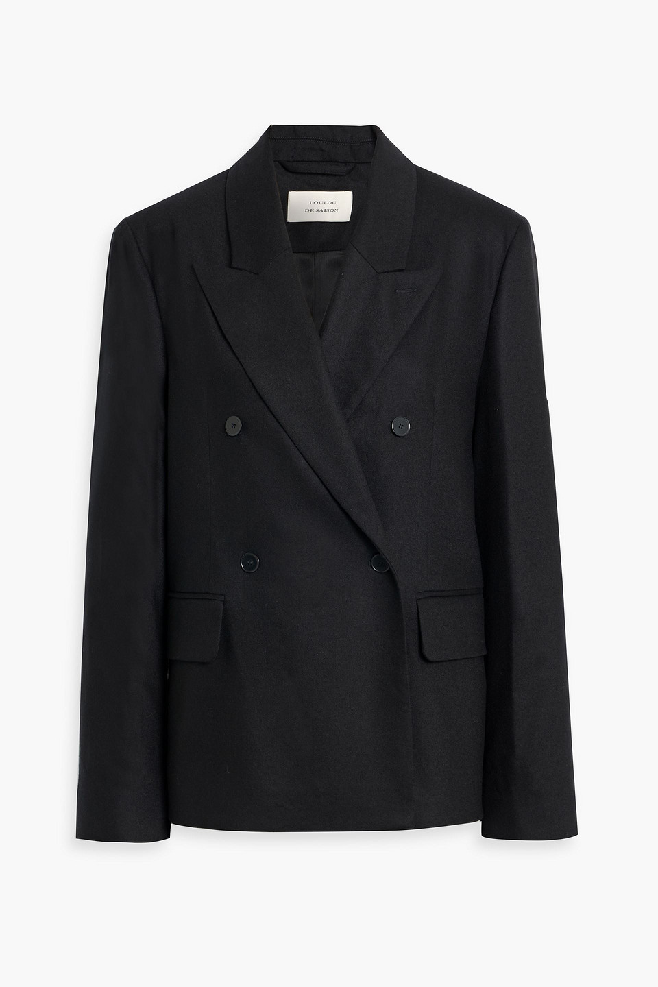 loulou de saison - gina double-breasted wool-blend blazer - black - fr 38