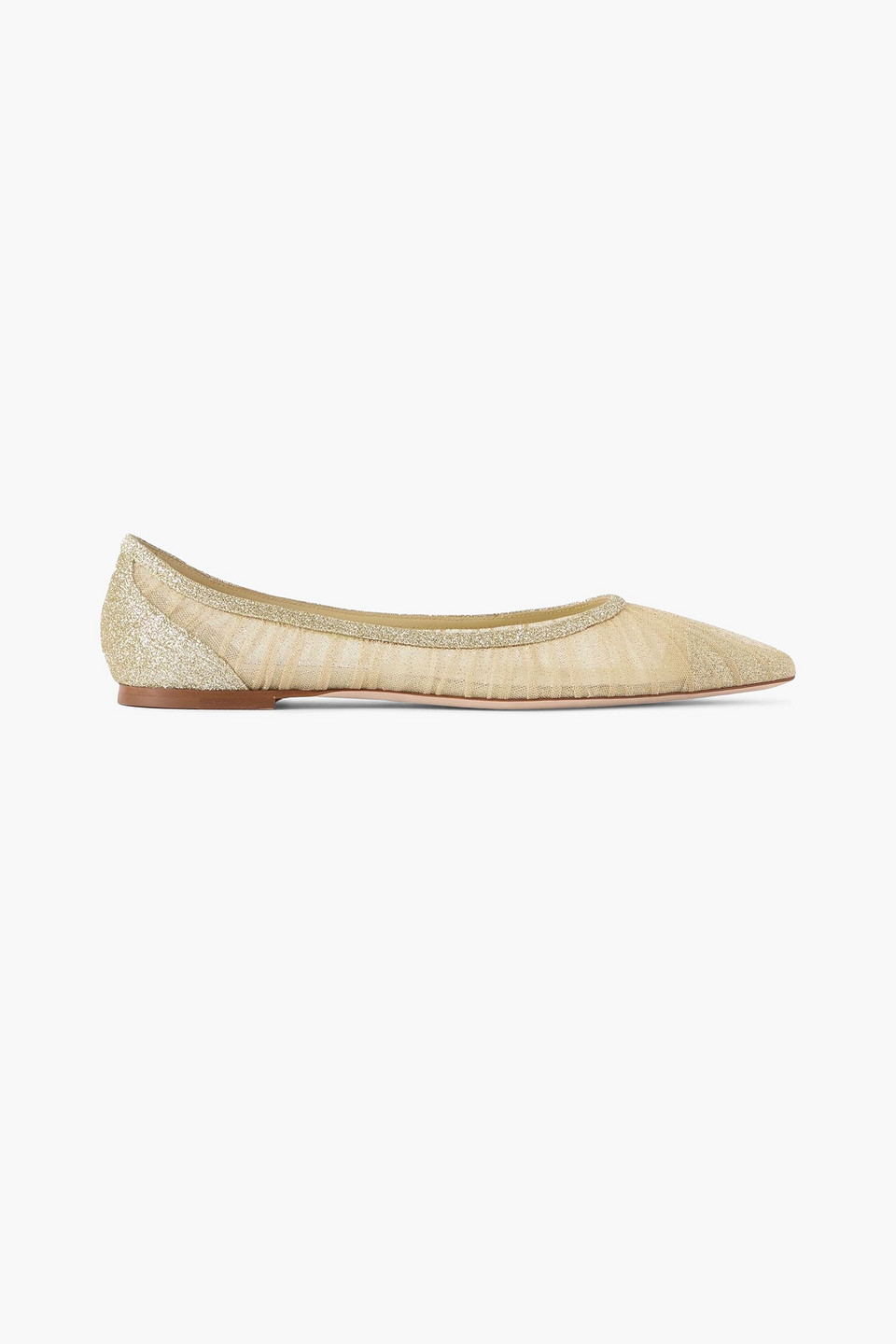 jimmy choo - love glittered tulle ballet flats - metallic - eu 37