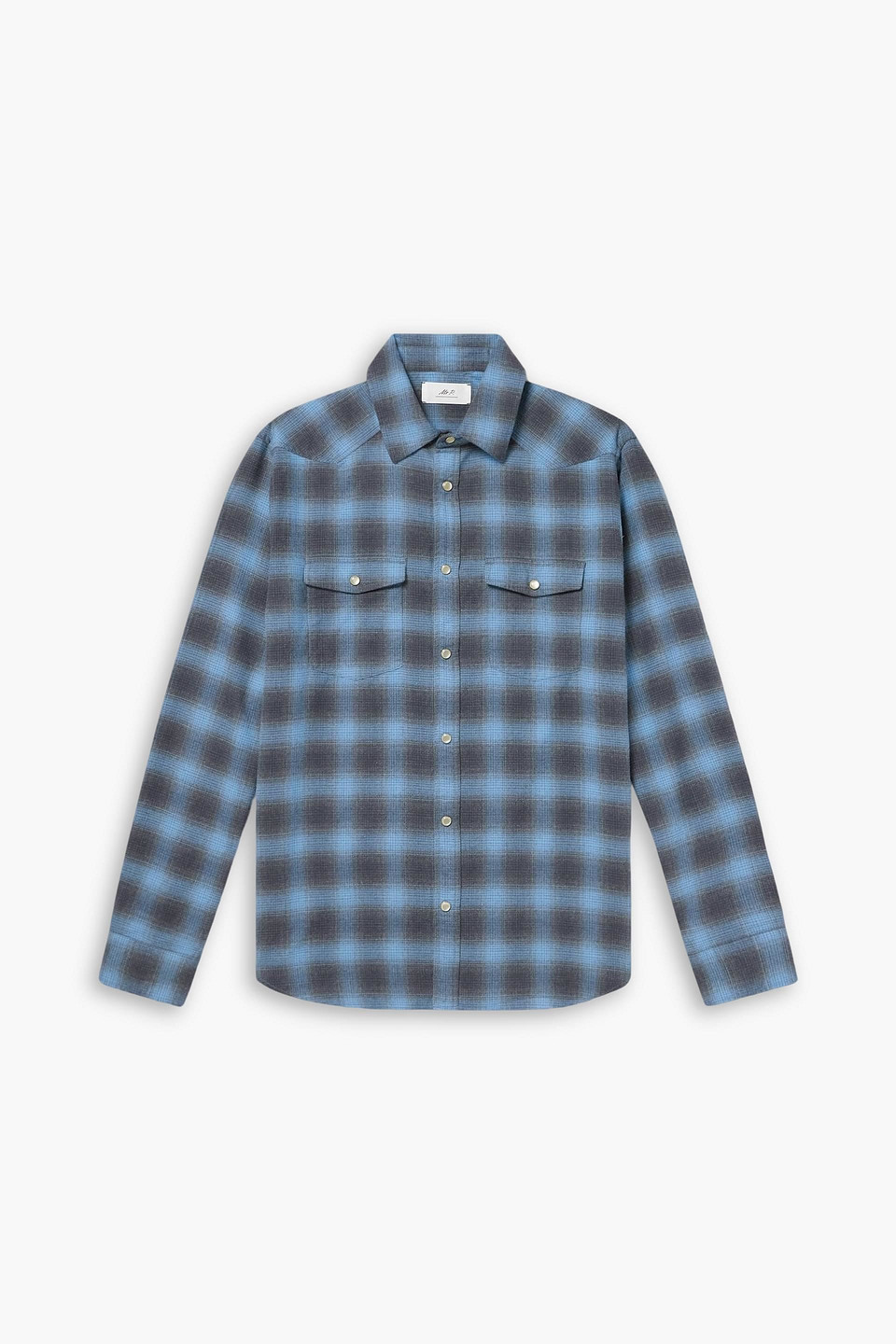 mr p. - checked cotton-flannel shirt - blue - xs