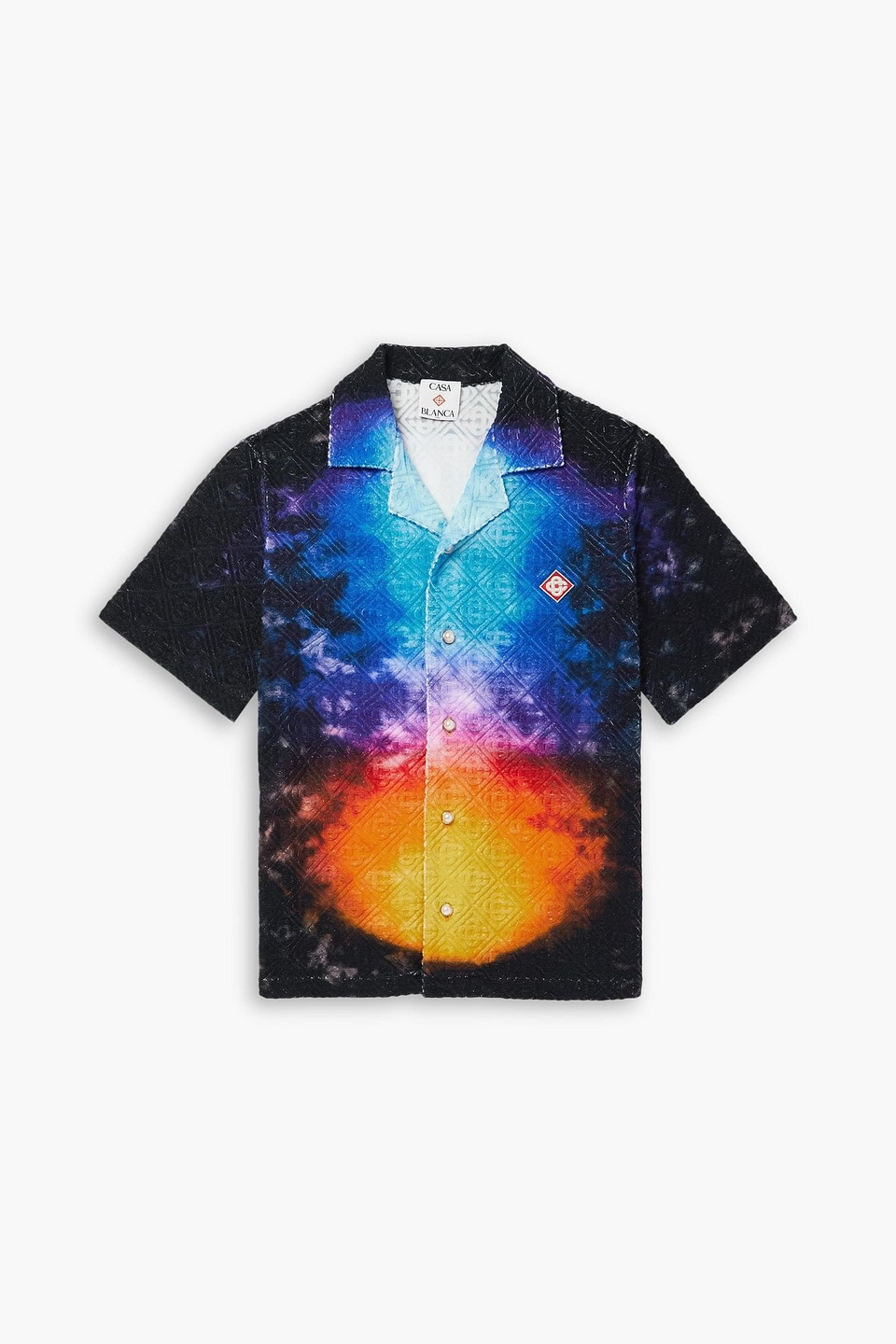 casablanca - logo-appliquéd tie-dyed jacquard-knit cotton-blend terry shirt - multicolor - s