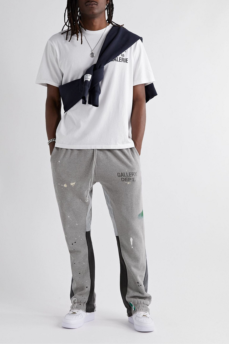  Gallery Dept. - Jogginghose Aus Baumwoll-jersey Mit Ausgestelltem Bein, Farbspritzern Und Logoprint - Grau - M 