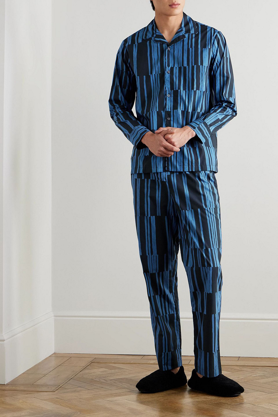  Mr P. - Pyjama Aus Baumwolle Mit Streifen - Blau - Xs/s 