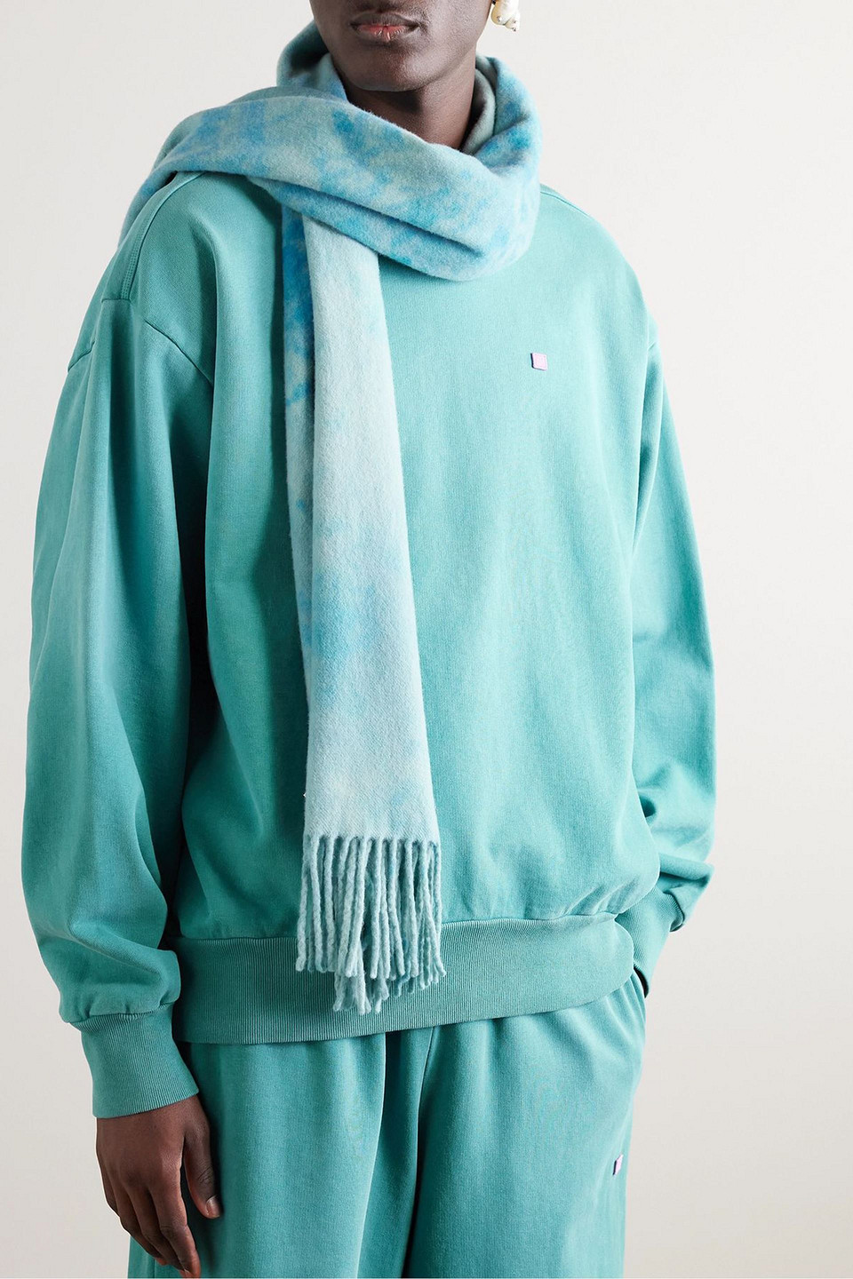  Acne Studios - Canada Wollschal Mit Batikmuster Und Fransen - Blau - Onesize 