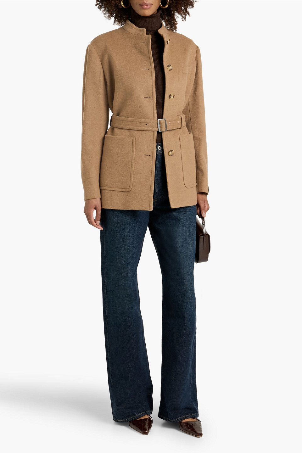 Bally Belted Wool-blend Felt Jacket In Brown