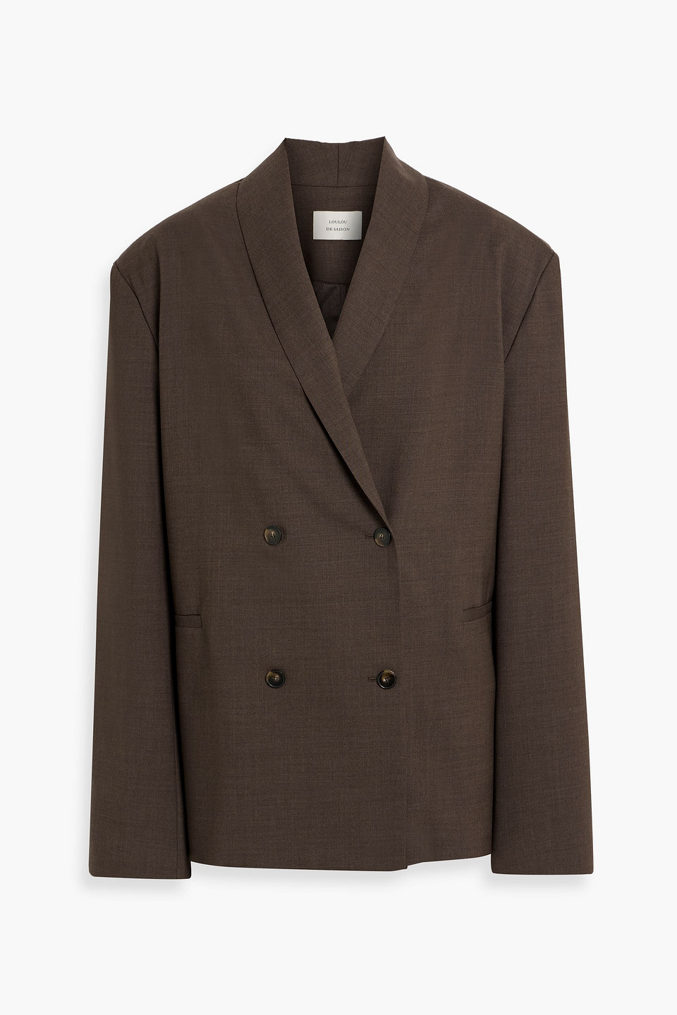 loulou de saison - sacia double-breasted wool-blend twill blazer - brown - fr 42