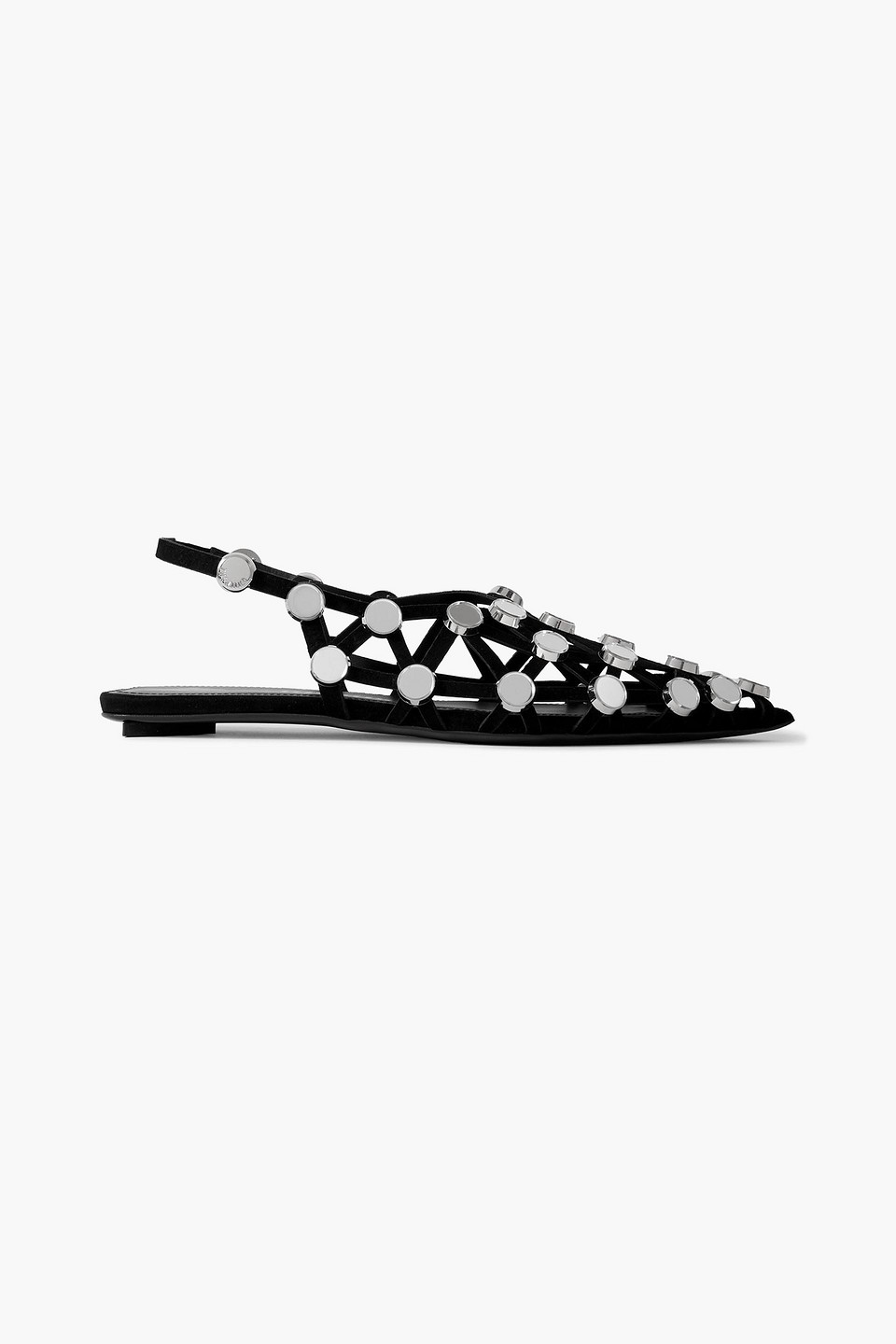 Attico Grid Embellished Suede Ballet Flats In Black