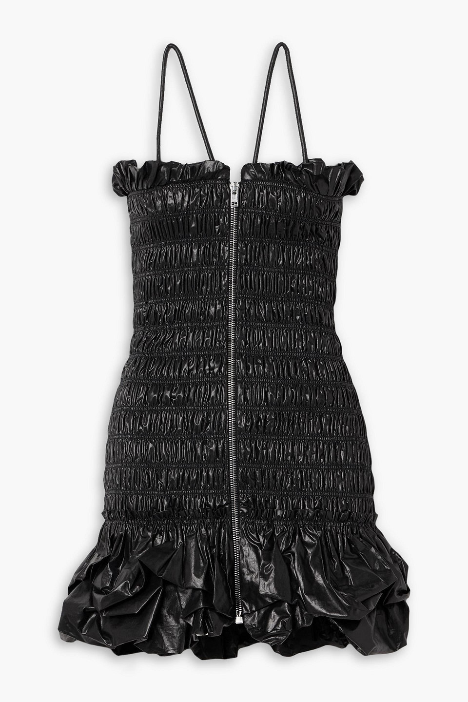 isabel marant - daily ruched ruffled coated cotton-blend mini dress - black - fr 36